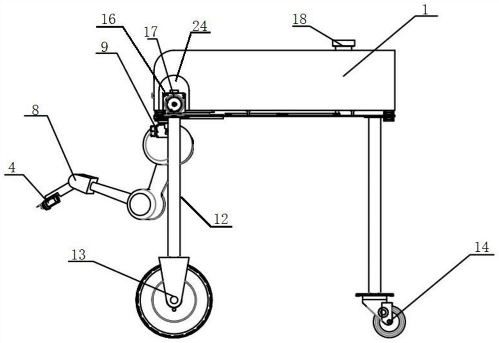 An automatic spraying walking device