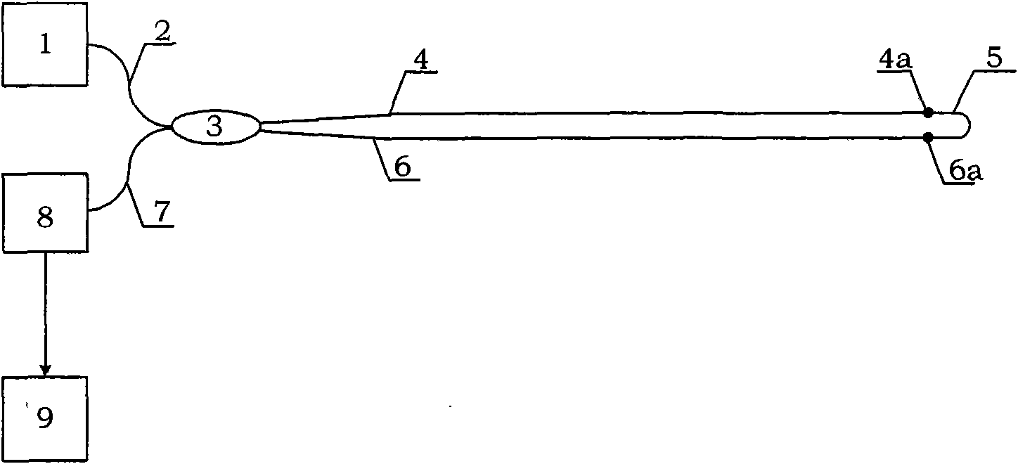 Optical fiber temperature sensor for detection based on wavelength corresponding to extreme value and temperature sensing method