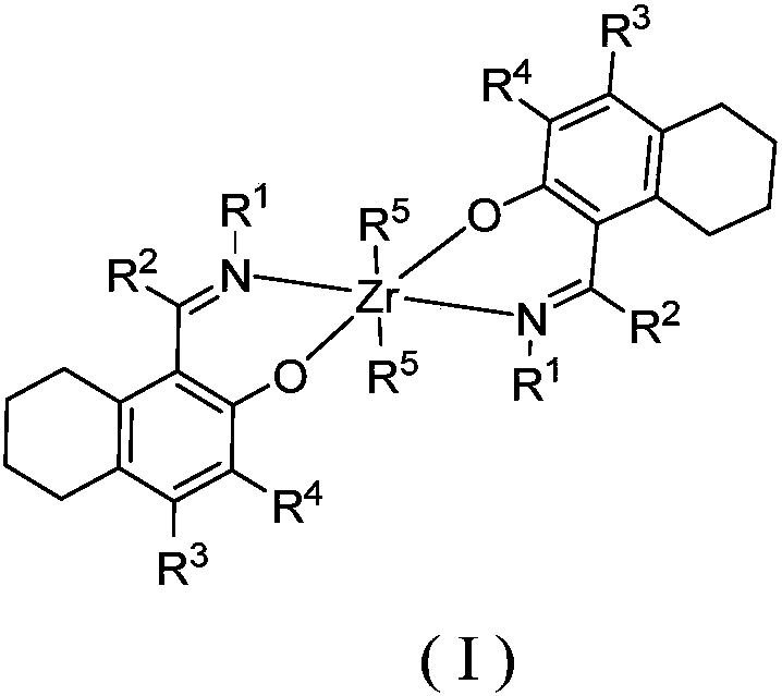 Zirconium tetralylmethoxyl imine complex and preparation method and application thereof