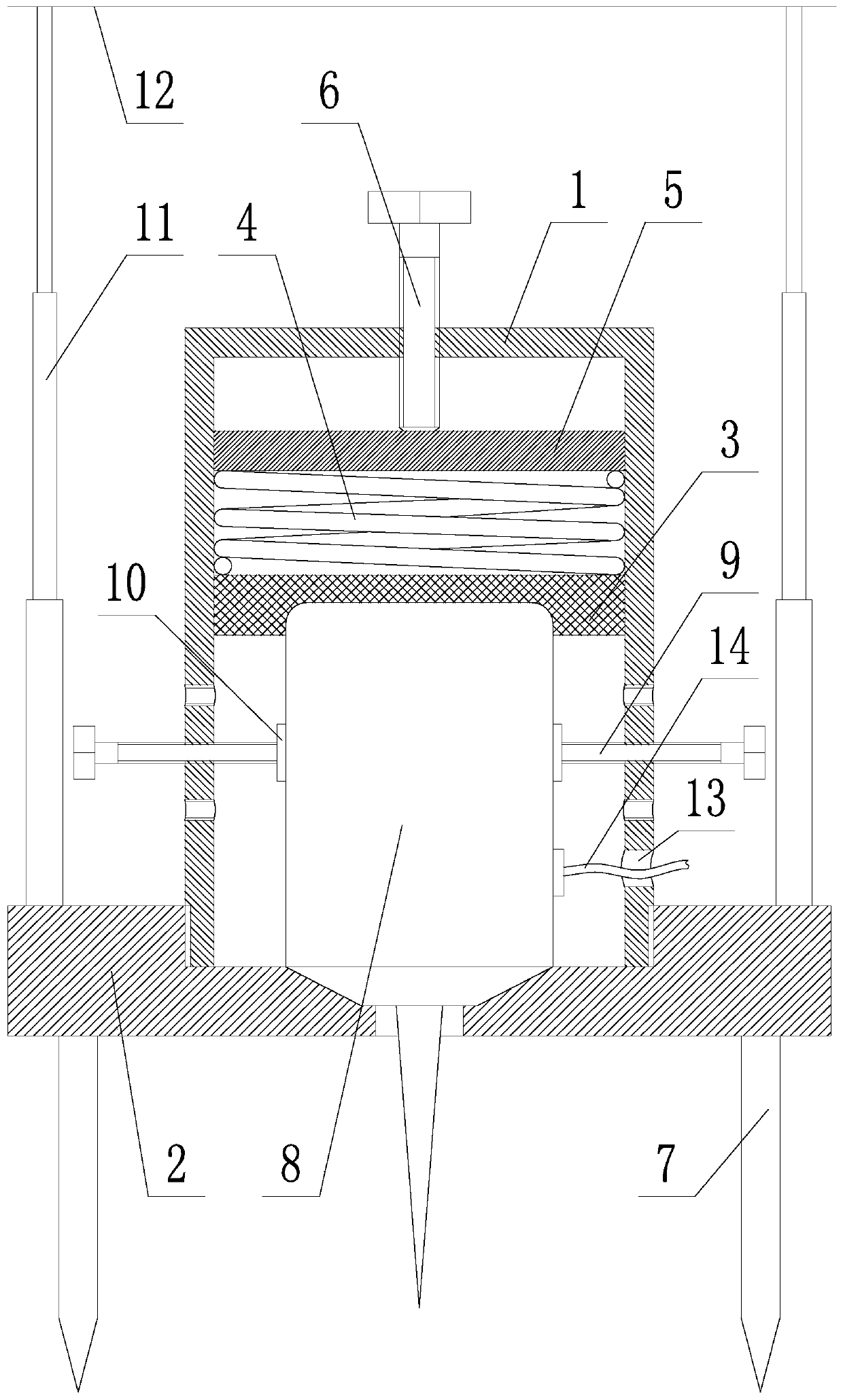 Auxiliary fixing device of geophone suitable for open iron mine stop