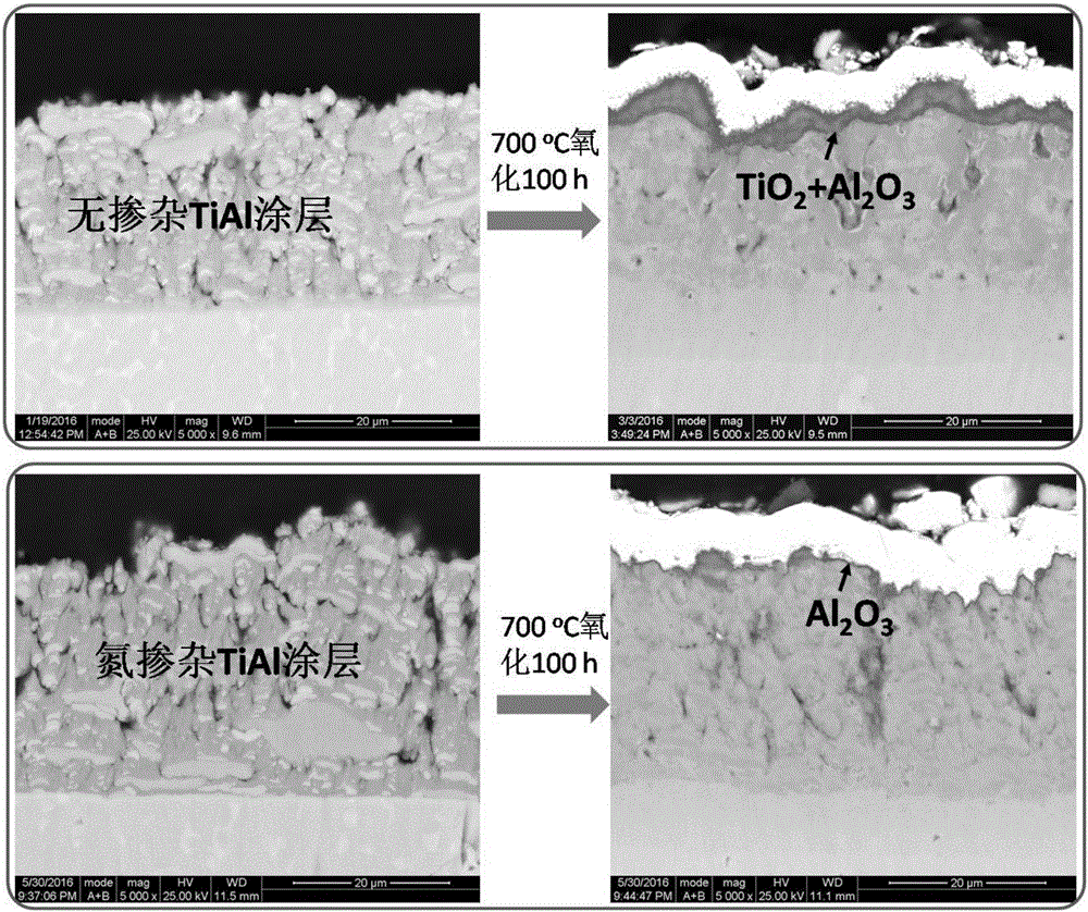 TiAl coating capable of achieving heat growth of aluminum oxide film and preparing method of TiAl coating