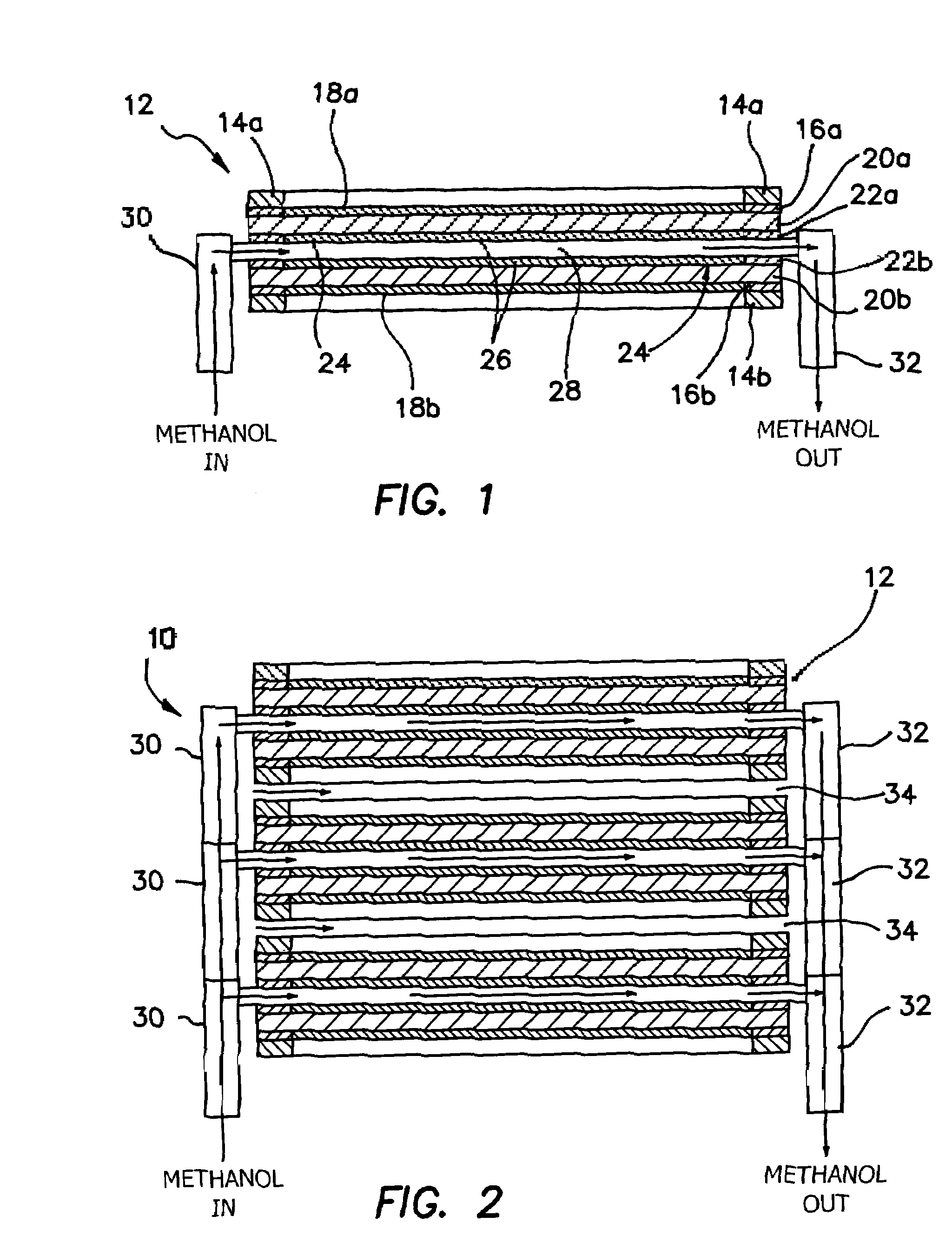 Monopolar fuel cell stack coupled together without use of top or bottom cover plates or tie rods