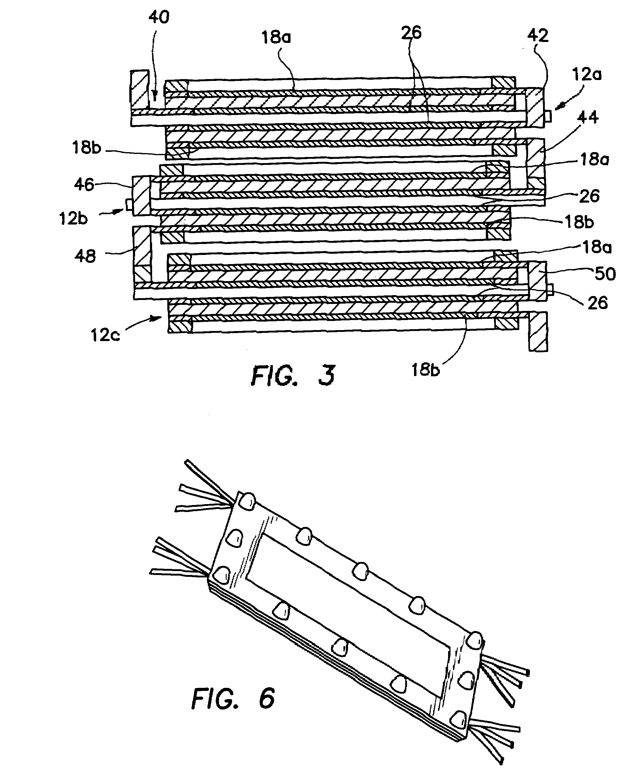 Monopolar fuel cell stack coupled together without use of top or bottom cover plates or tie rods