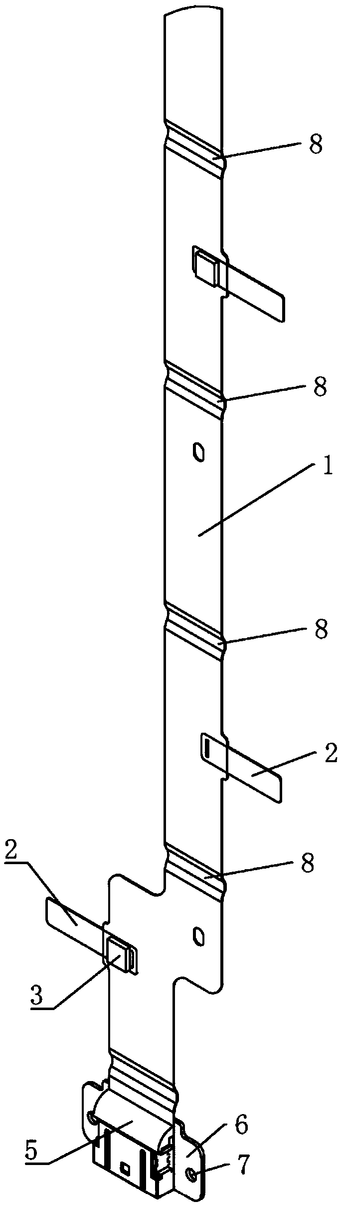 Battery signal acquisition wire harness with bending structure and bending process thereof