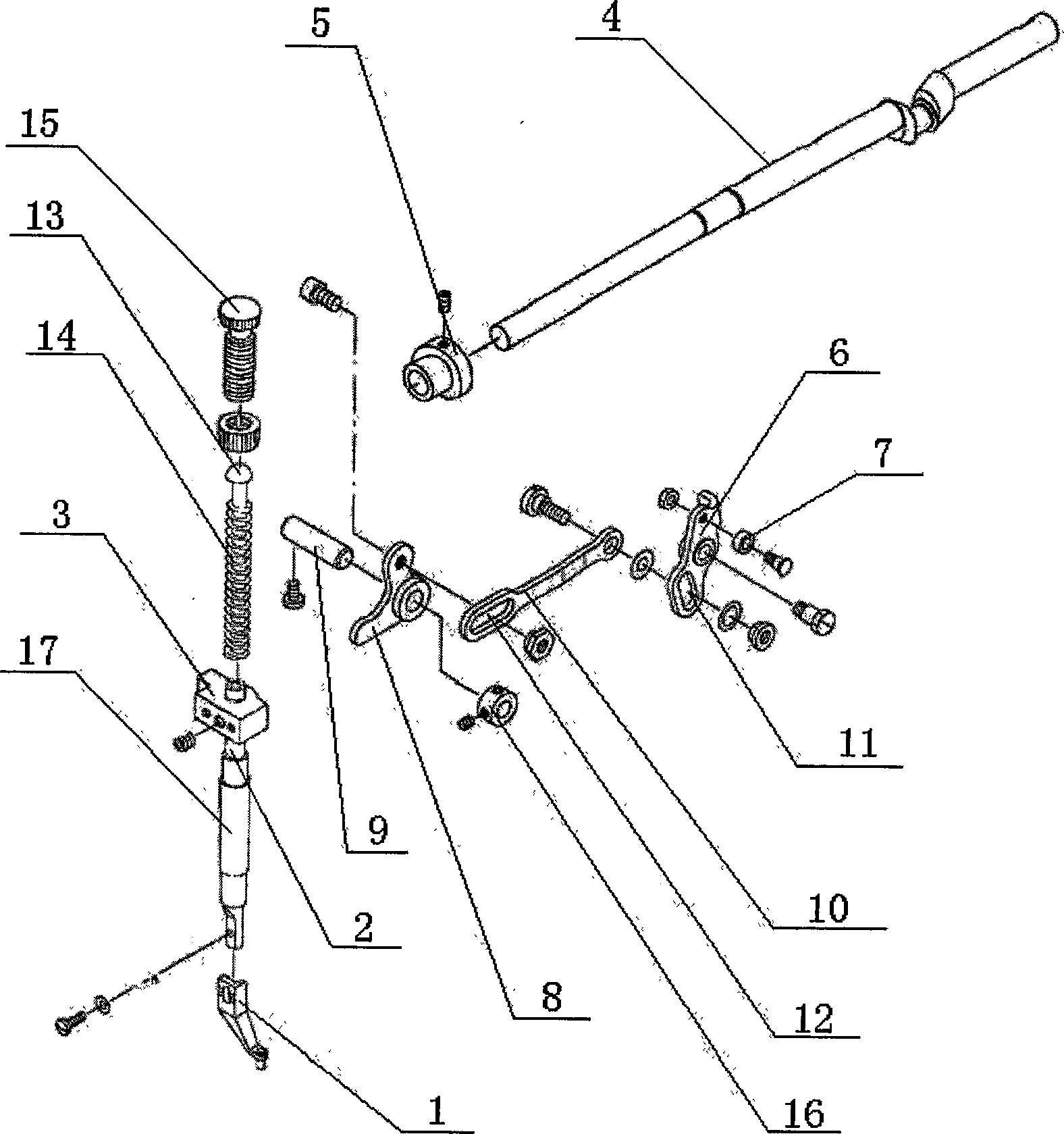 Automatic lifting device for presser foot of bar tacking machine