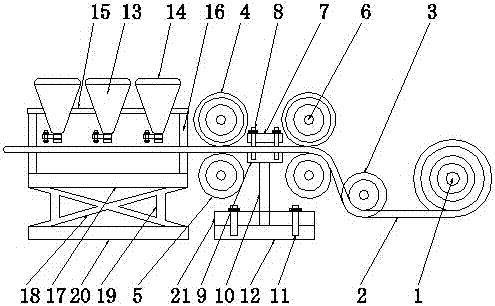 Trace element adding funnel for core-spun yarn production