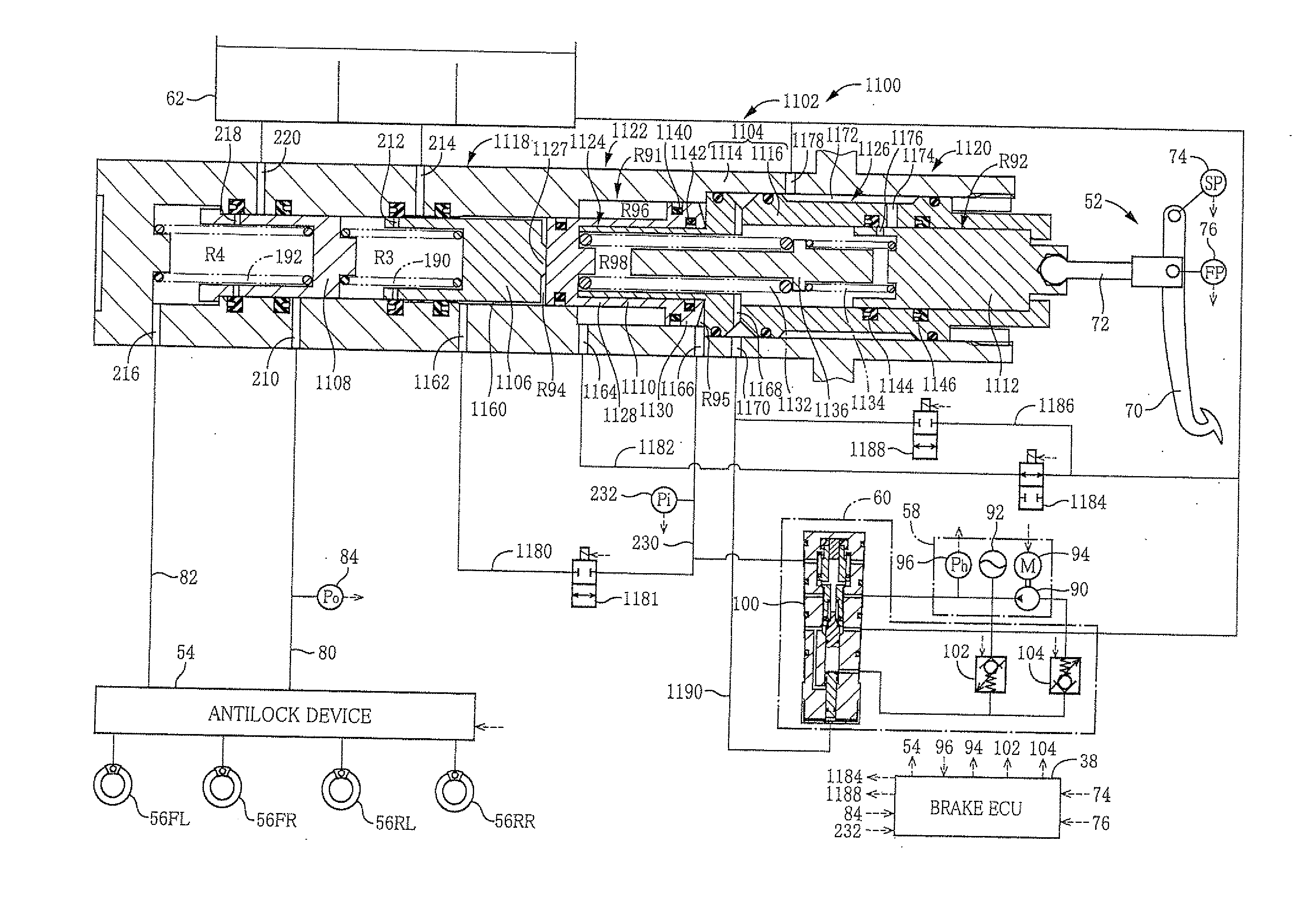 Master cylinder device and hydraulic brake system using the same