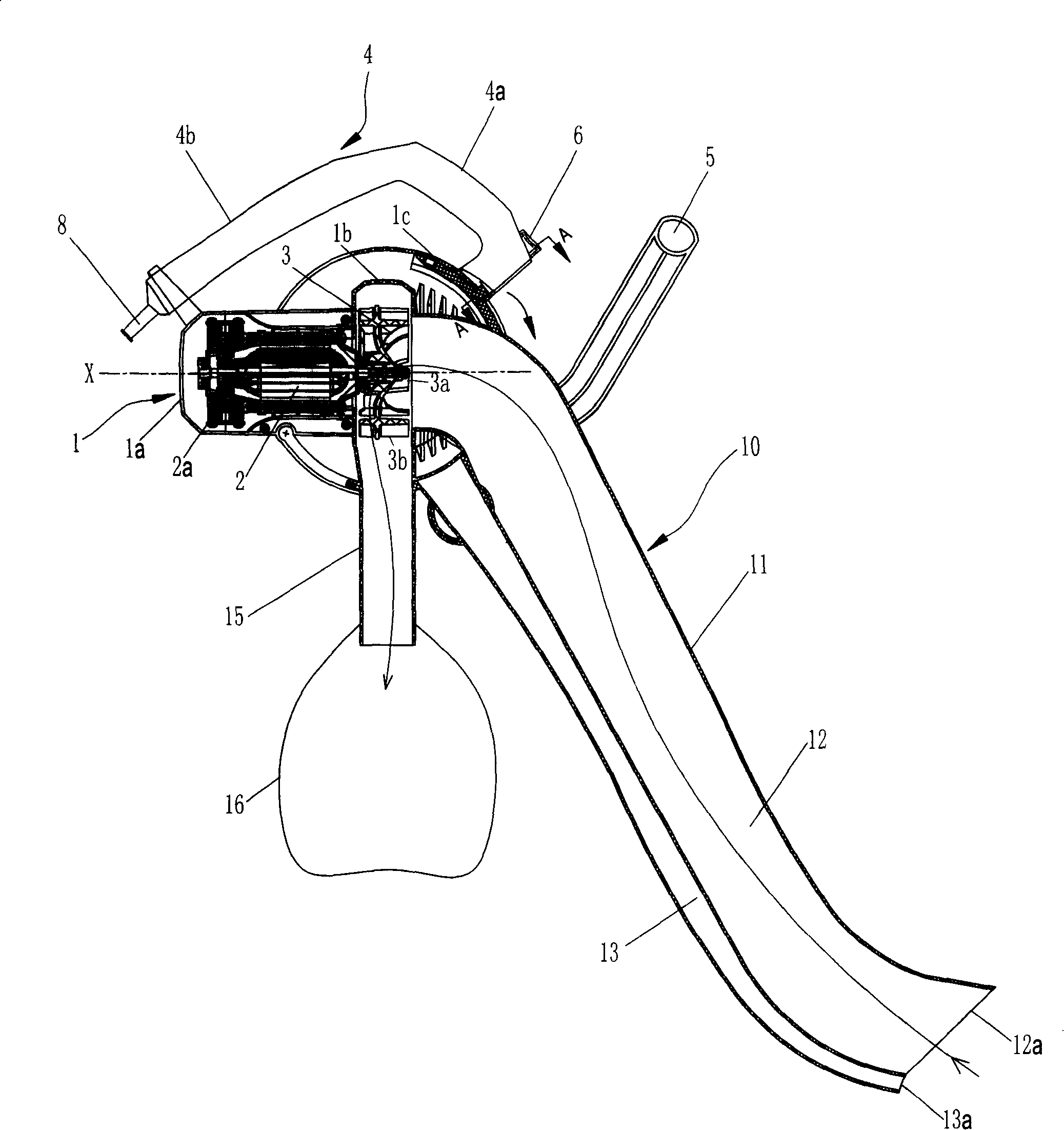 Blowing and sucking machine