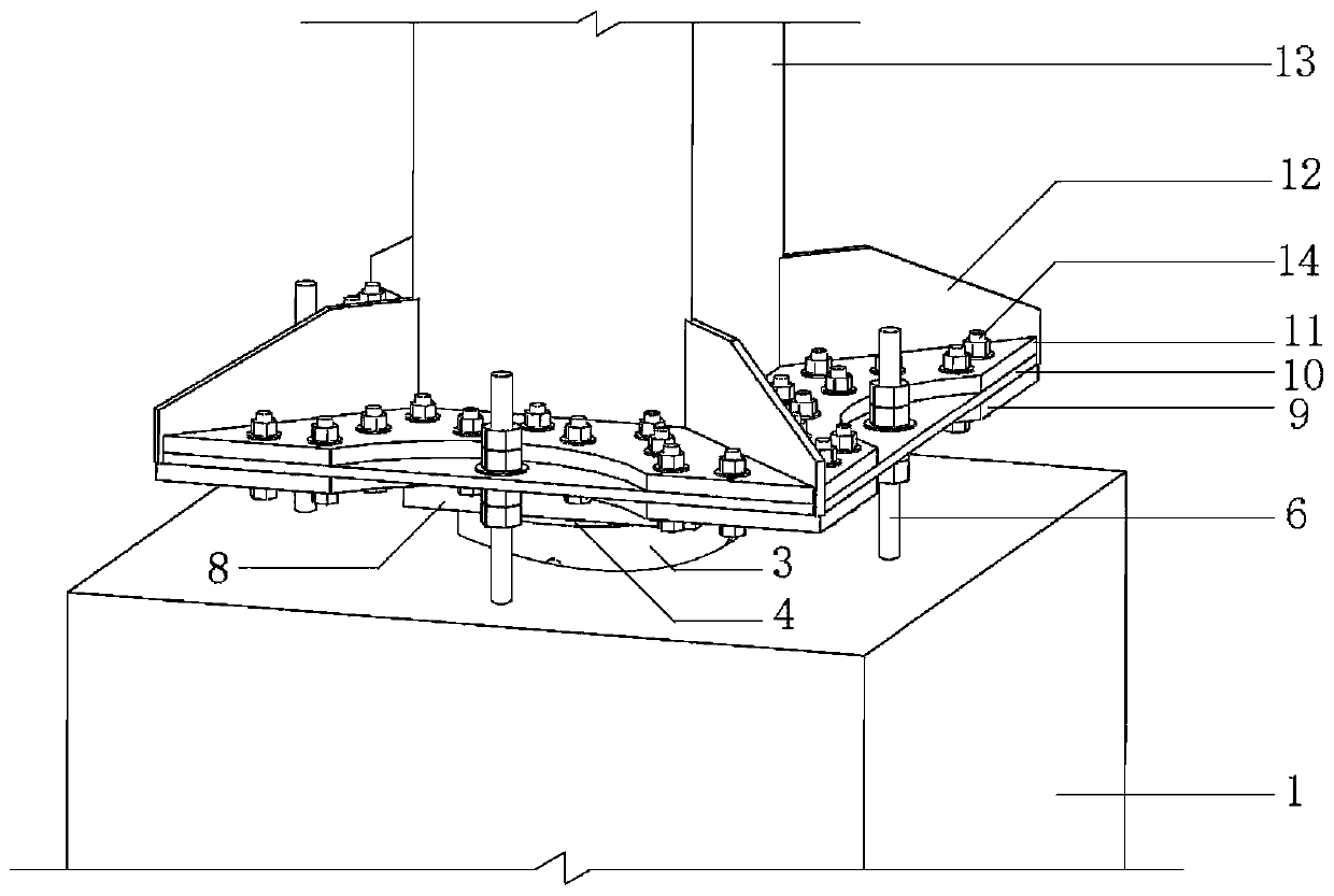 Replaceable cover plate type energy-dissipation column base construction