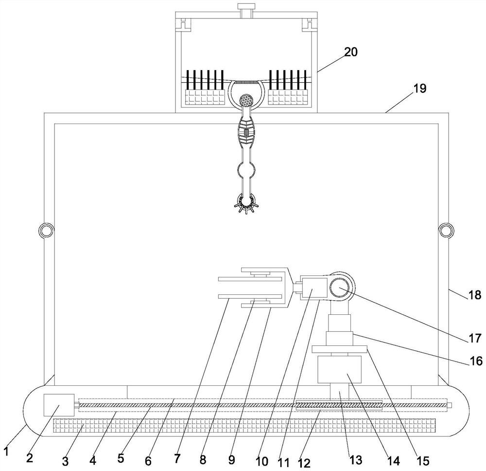 A high-efficiency spraying device for rotating material-guided building decorative panels