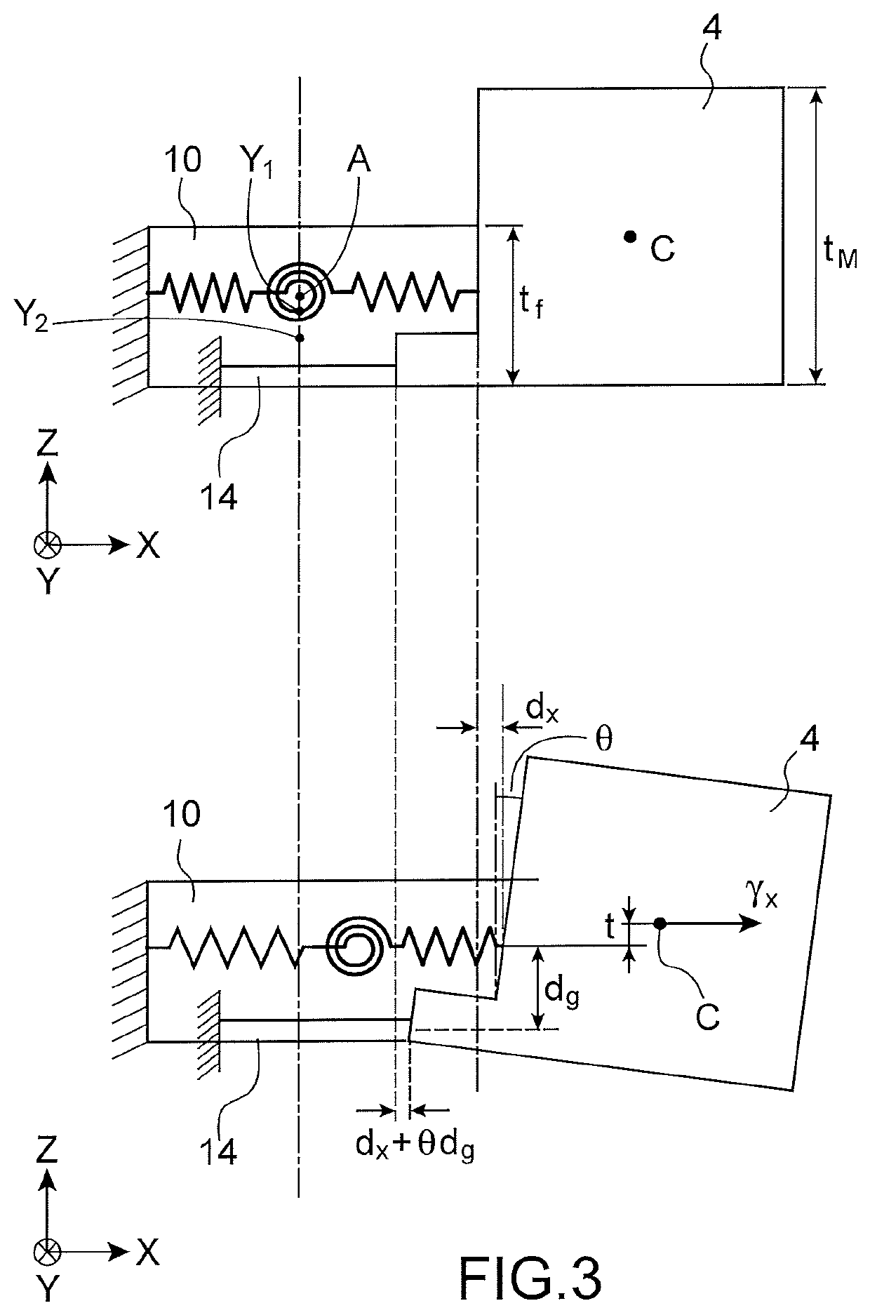 Microelectronic sensor device with an out-of-plane detection having a controlled cross sensitivity