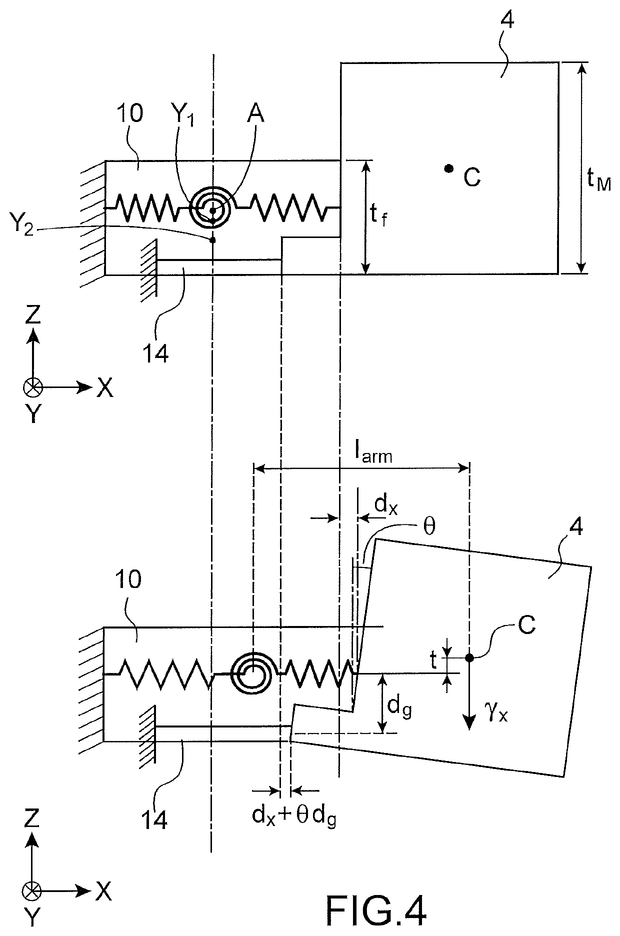 Microelectronic sensor device with an out-of-plane detection having a controlled cross sensitivity