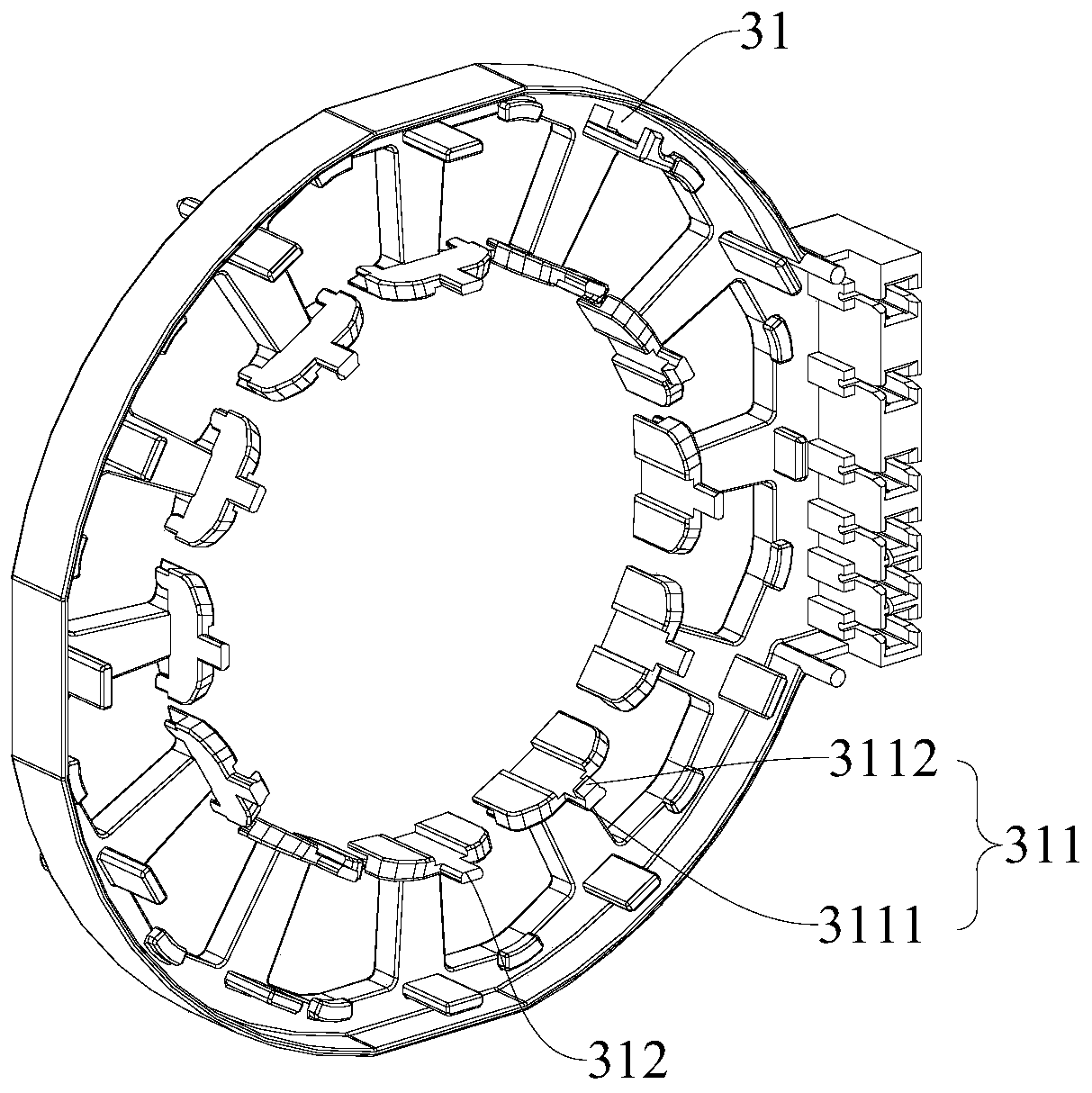 Insulation frame of motor for washing machine, stator assembly, motor, washing machine