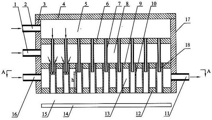 Double-layer gas inlet shower nozzle device of MOCVD (Metal Organic Chemical Vapor Deposition) equipment