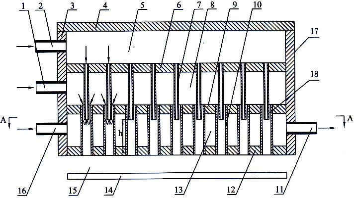 Double-layer gas inlet shower nozzle device of MOCVD (Metal Organic Chemical Vapor Deposition) equipment