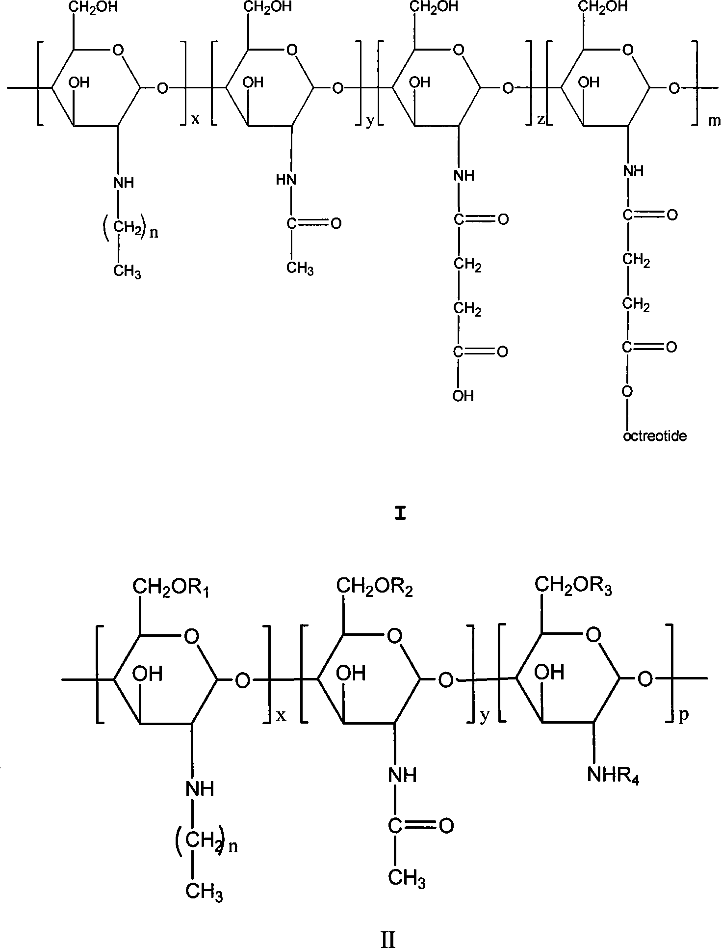 Chitose derivates using octreotide as target ligand and use thereof in medicament