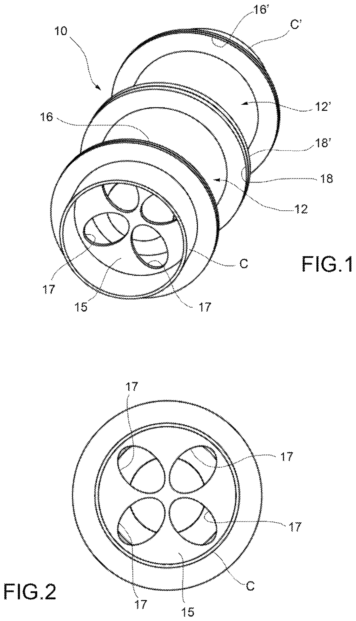 Connection device for fluid circuits