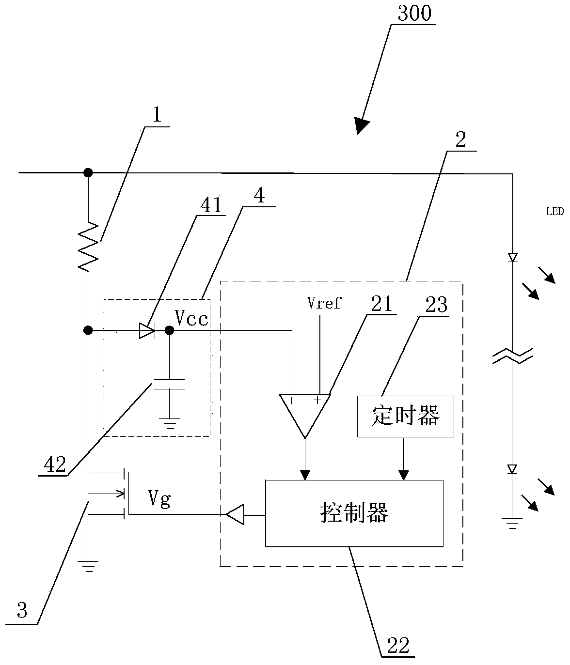 Damping circuit and led drive circuit with damping circuit