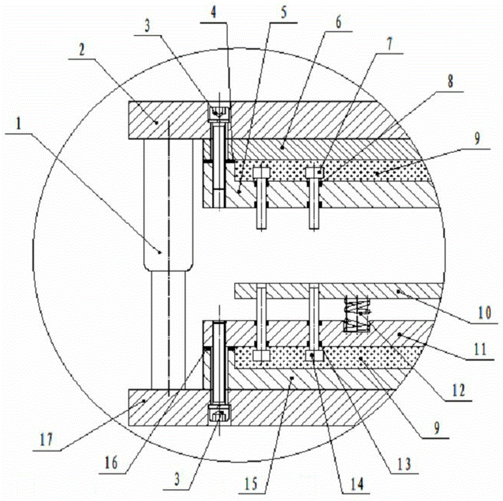 Riveting die of floating pressure head structure