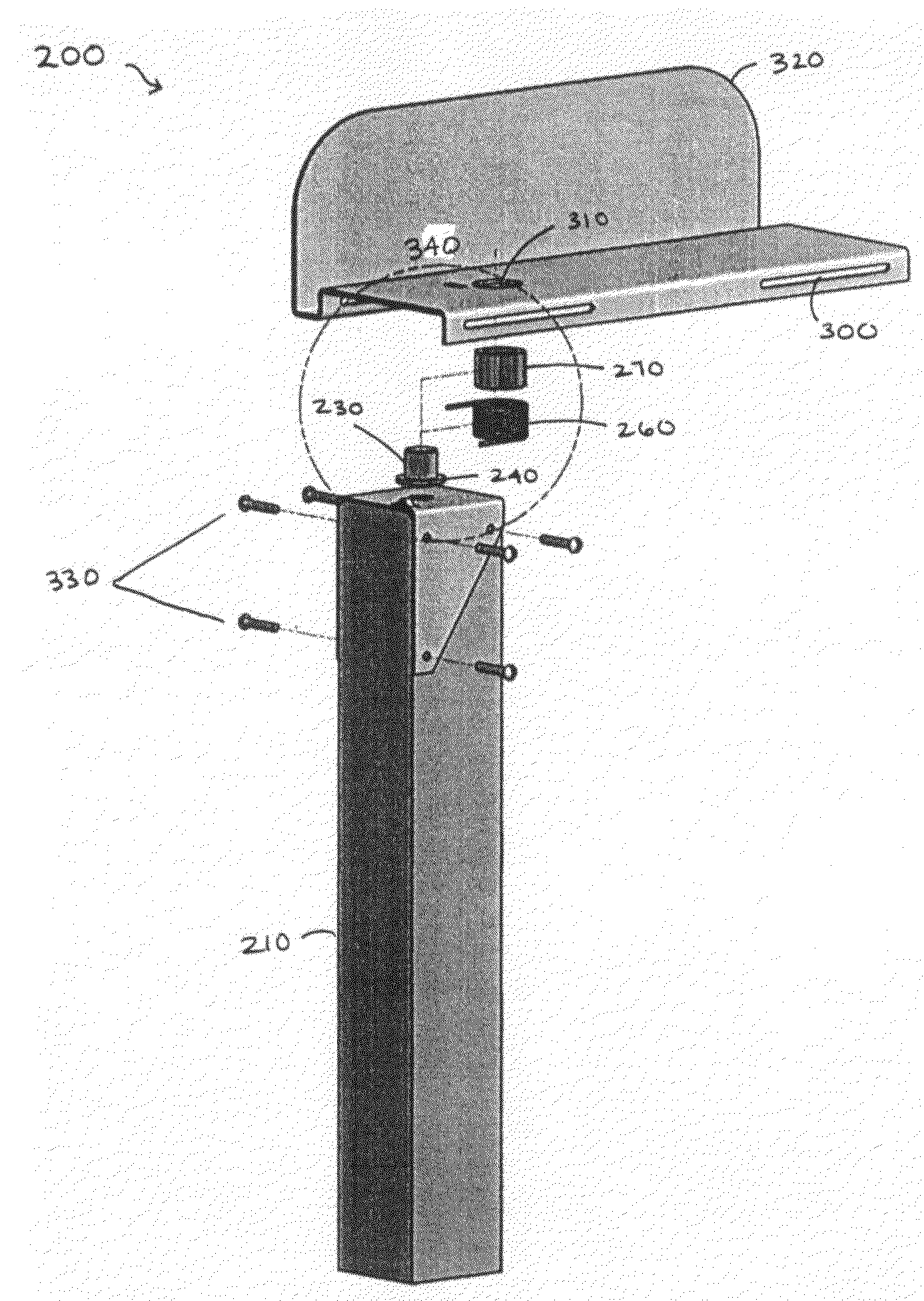 Mailbox arrangement for withdrawn impacts from snow, slush, ice and water thrown from a plowblade