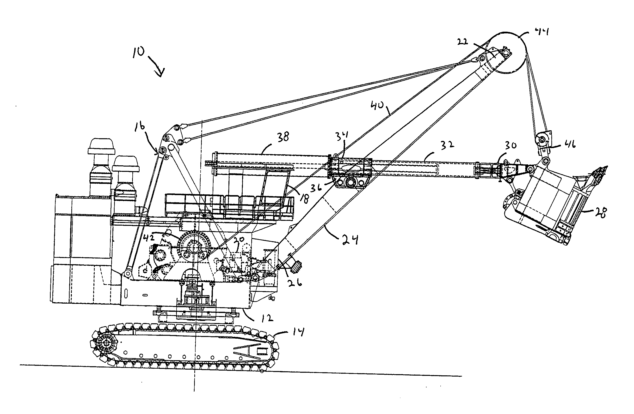 Hydraulic crowd control mechanism for a mining shovel