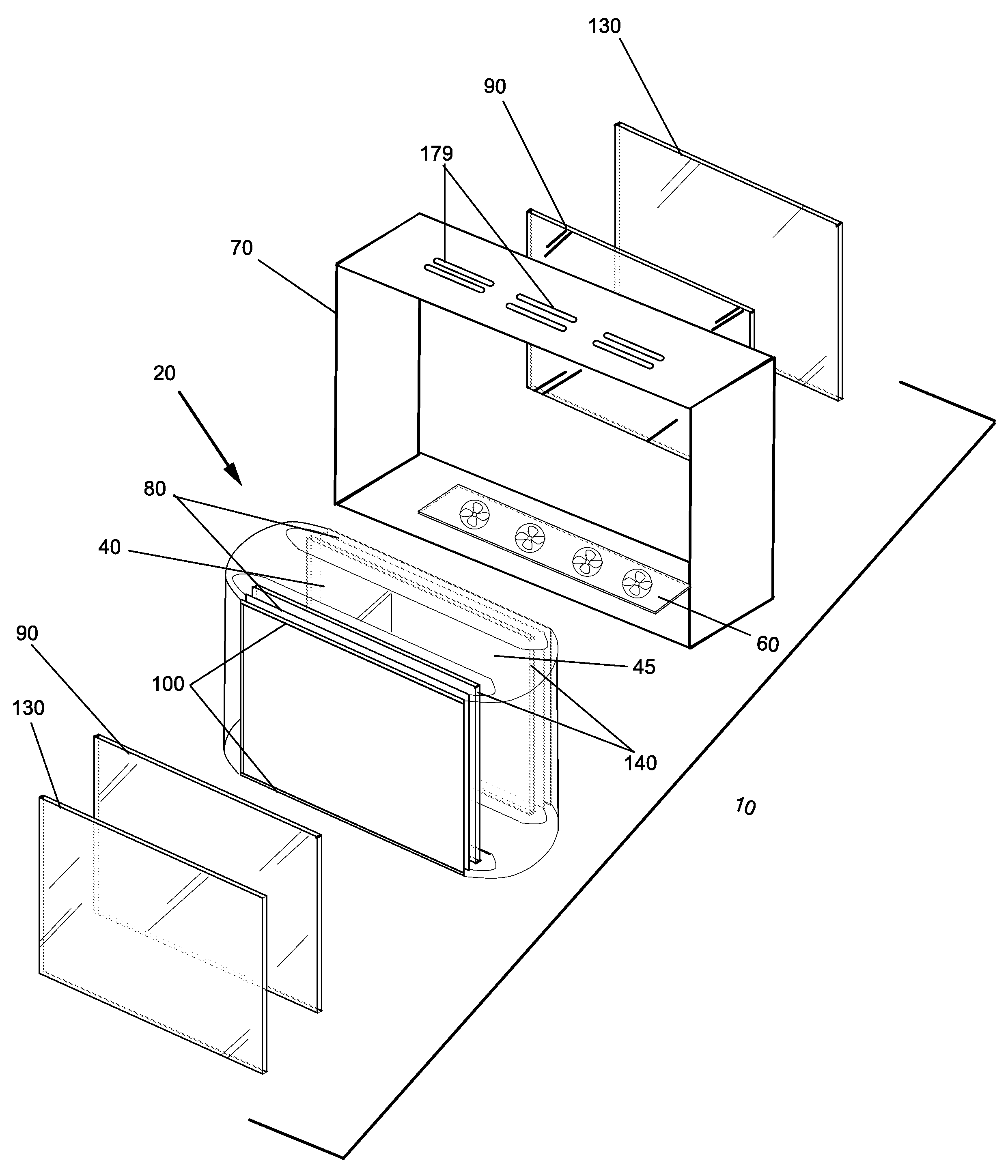 Shared Isolated Gas Cooling System for Oppositely Facing Electronic Displays