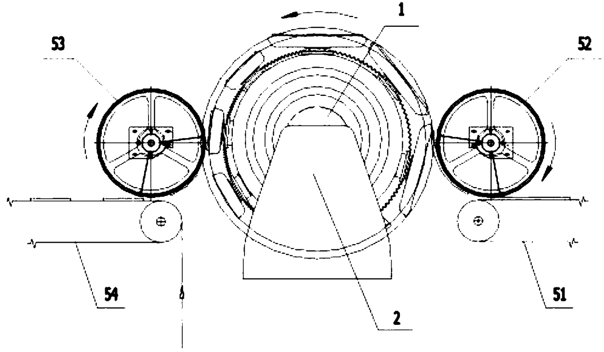 Reversing and pitch-changing assembly for sanitary products