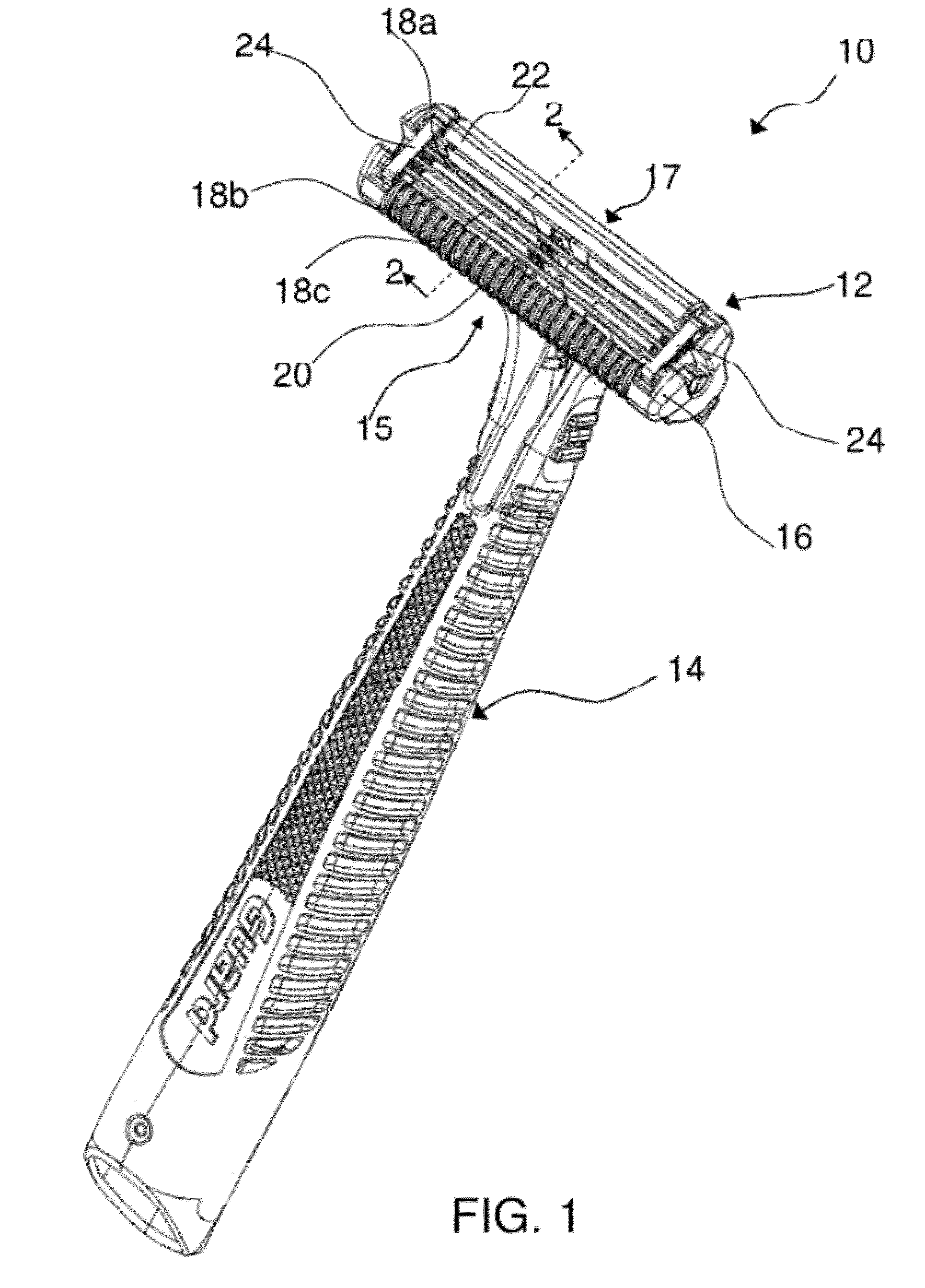 Shaving cartridge with supressed blade geometry