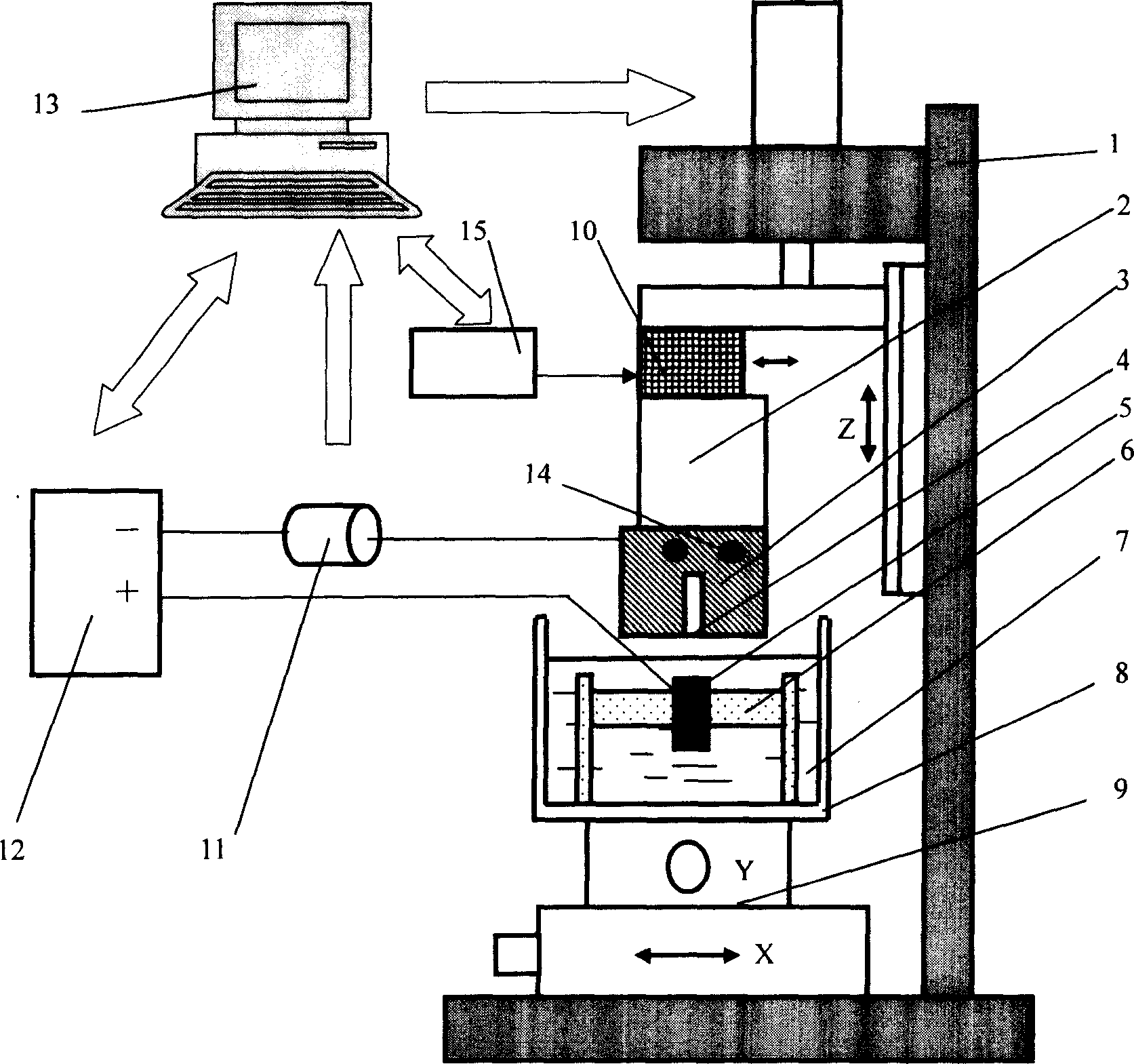 Micro-scale line electrode electrolysis machining method and micro-vibration line electrode system