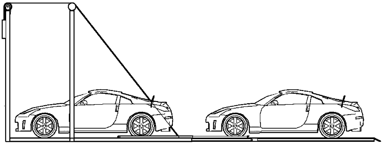 Collision-avoidance-free pull-up-type longitudinally-arranged and transversely-entered double-layer garage