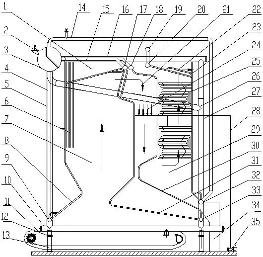 A single drum horizontal chain grate spray denitrification corner tube boiler