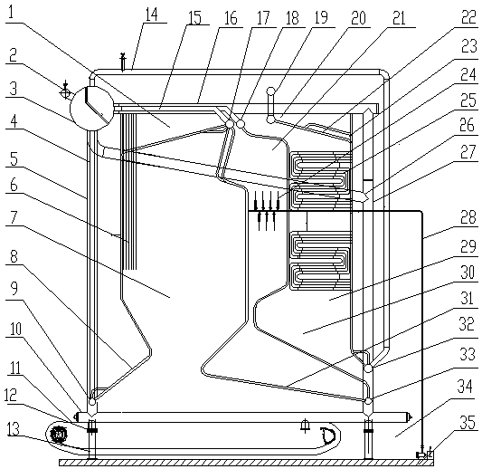 A single drum horizontal chain grate spray denitrification corner tube boiler