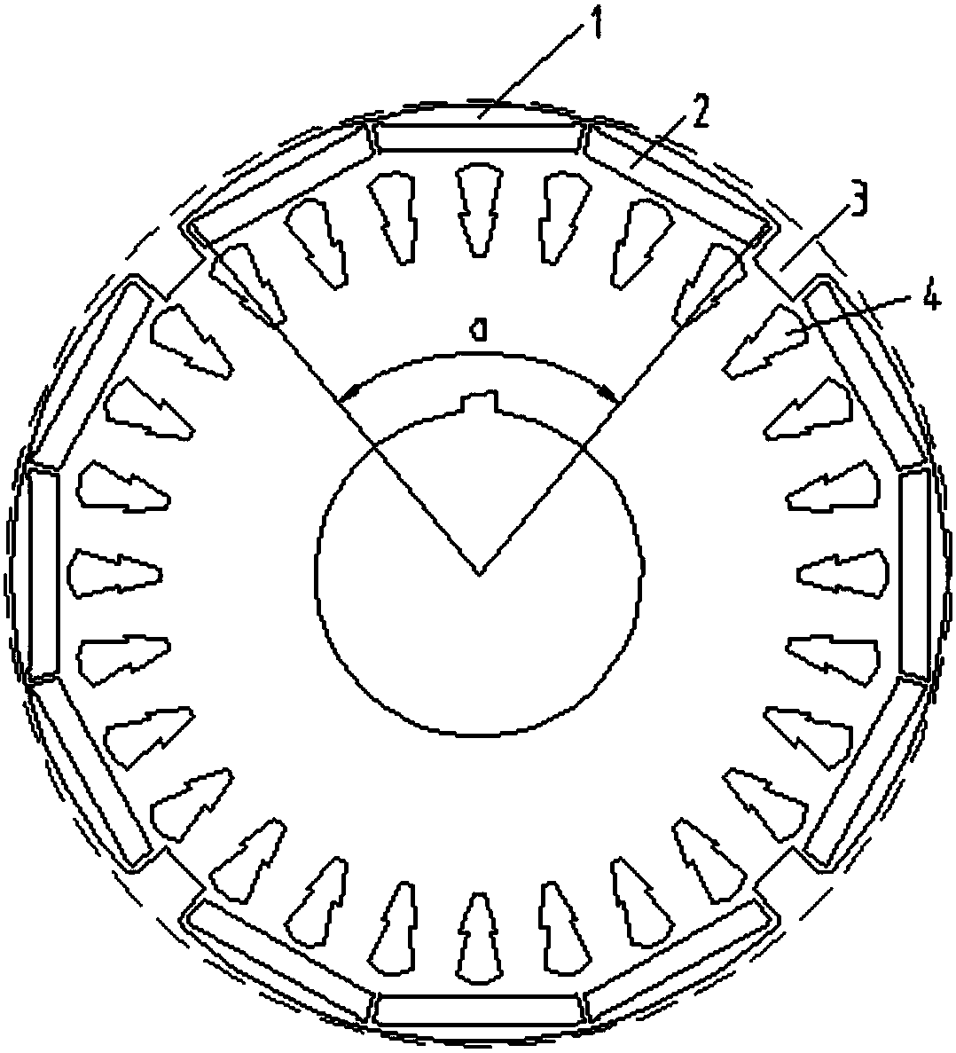 Permanent magnet motor rotor punching with self-starting ability and industrial frequency conversion performance