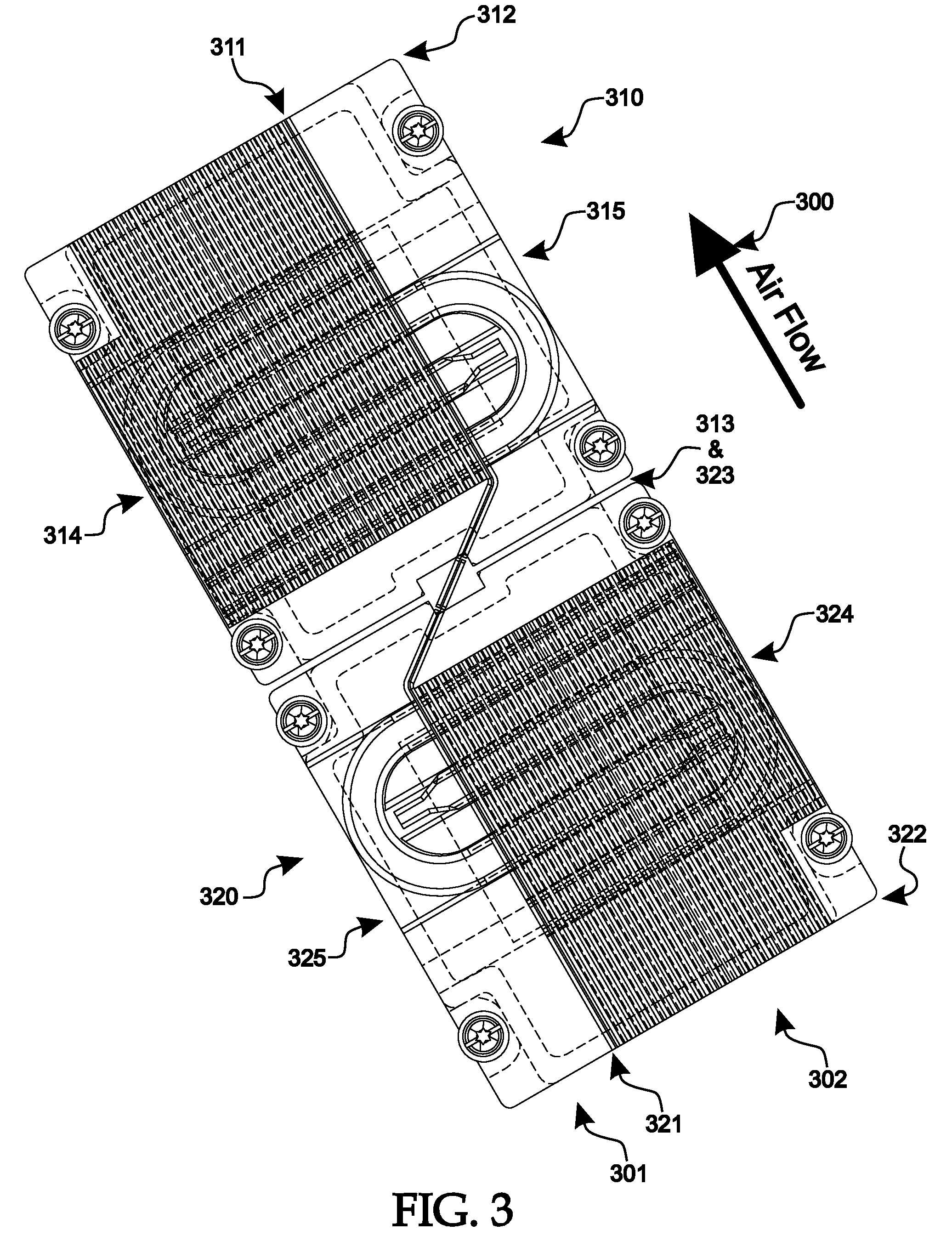 Flow Diversion Heat Sinks For Temperature Uniformity in Back to Back Multi-processor Configurations