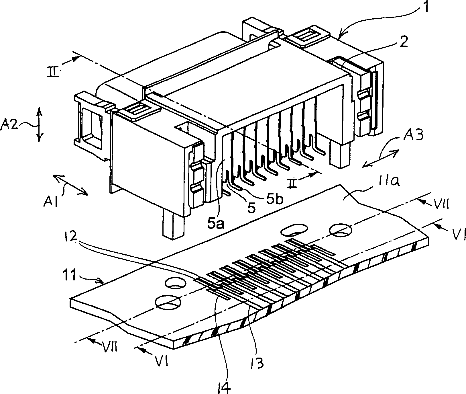 Connector suitable for transmitting balance signal and substrate for mounting the connector