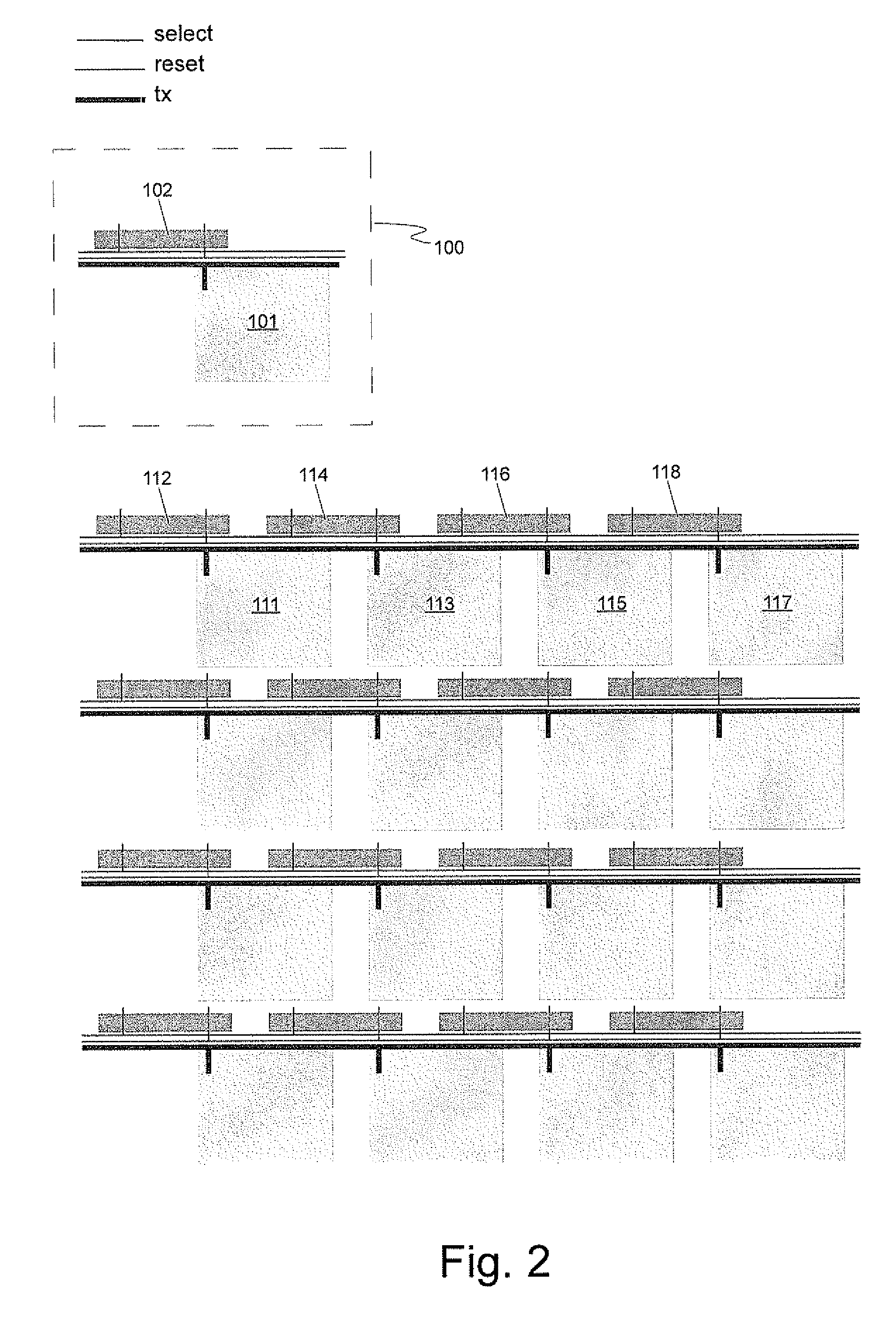 Pixel array with shared readout circuitry