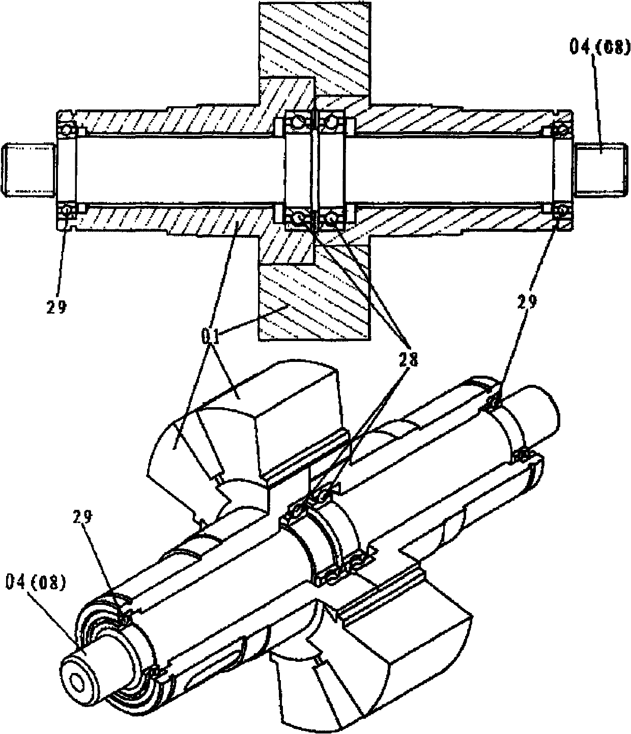 Internal combustion engine with double rotor pistons