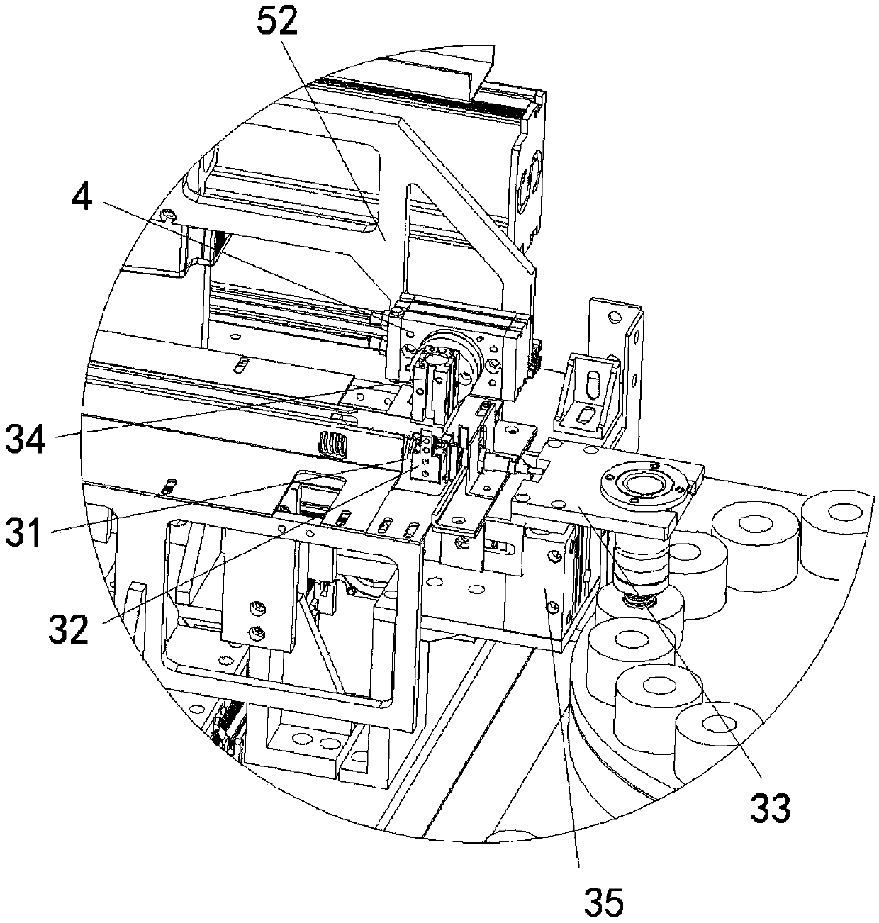 Automatic feeding machine for spring compression extension detecting