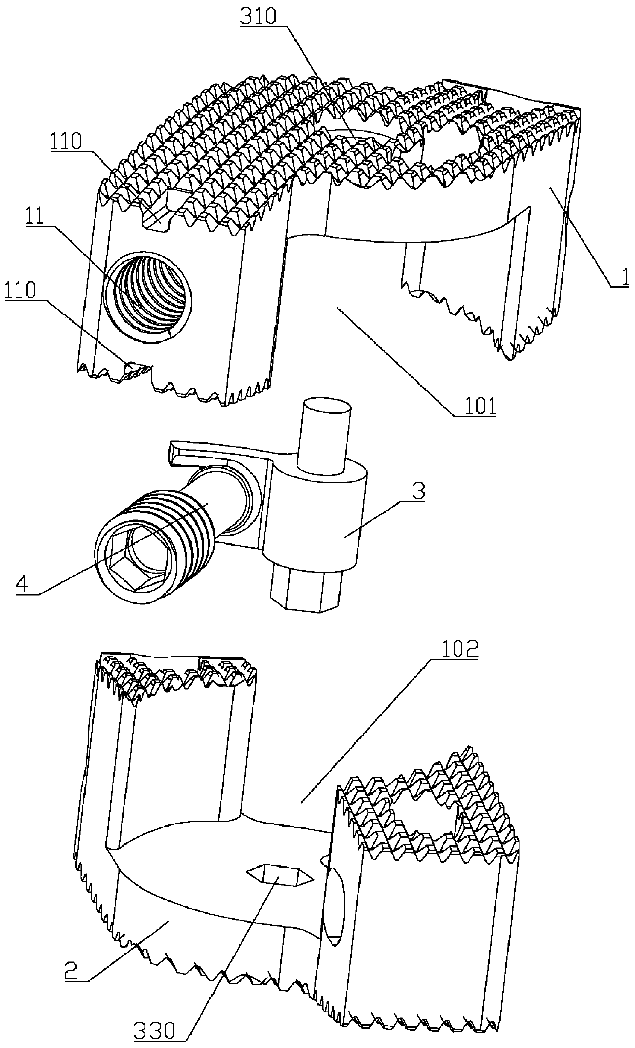 Rotary expansion type interbody fusion cage