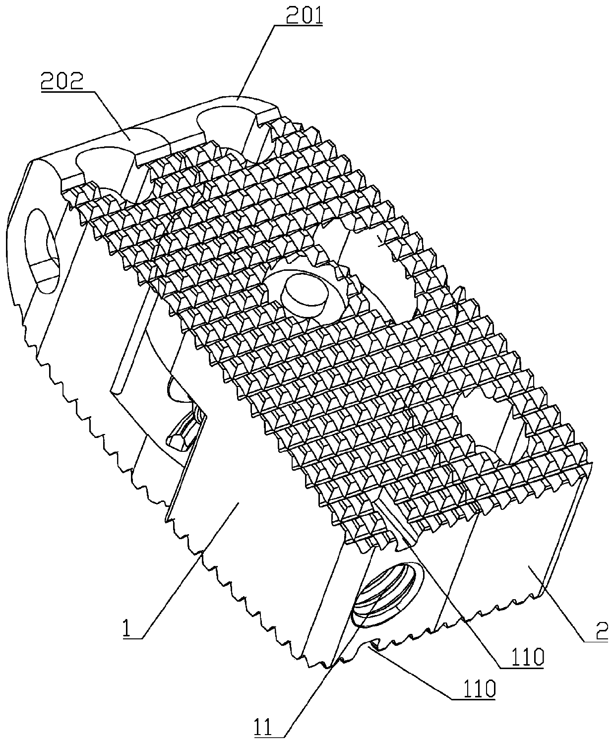 Rotary expansion type interbody fusion cage