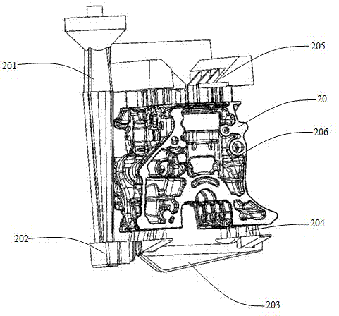 Production technology for manufacturing automobile cylinder by aid of crankcase core module