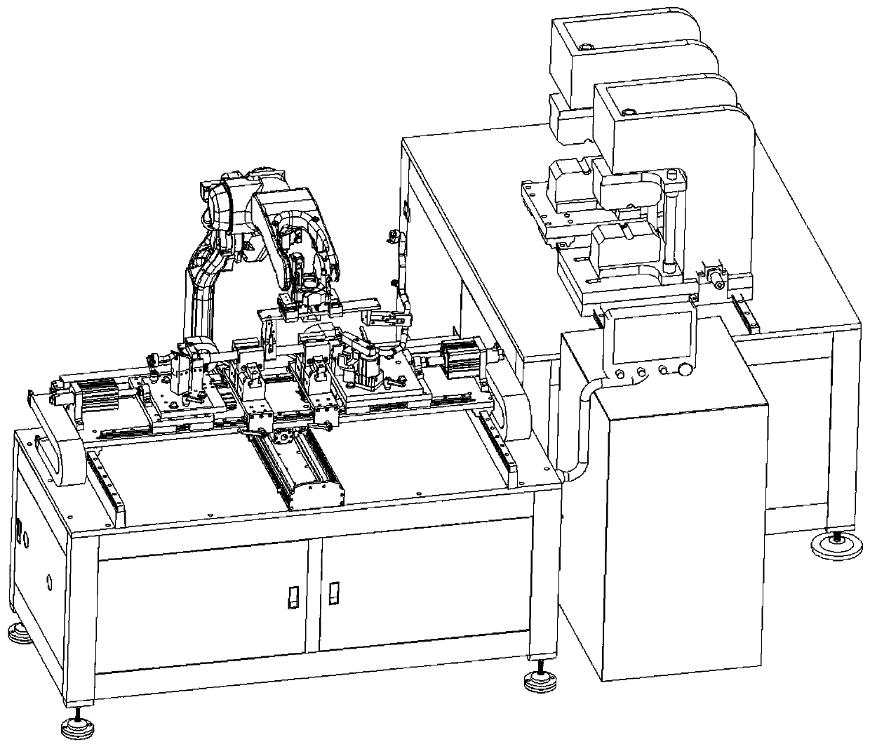 Automatic pipe buckling assembling production line for air conditioner pipeline