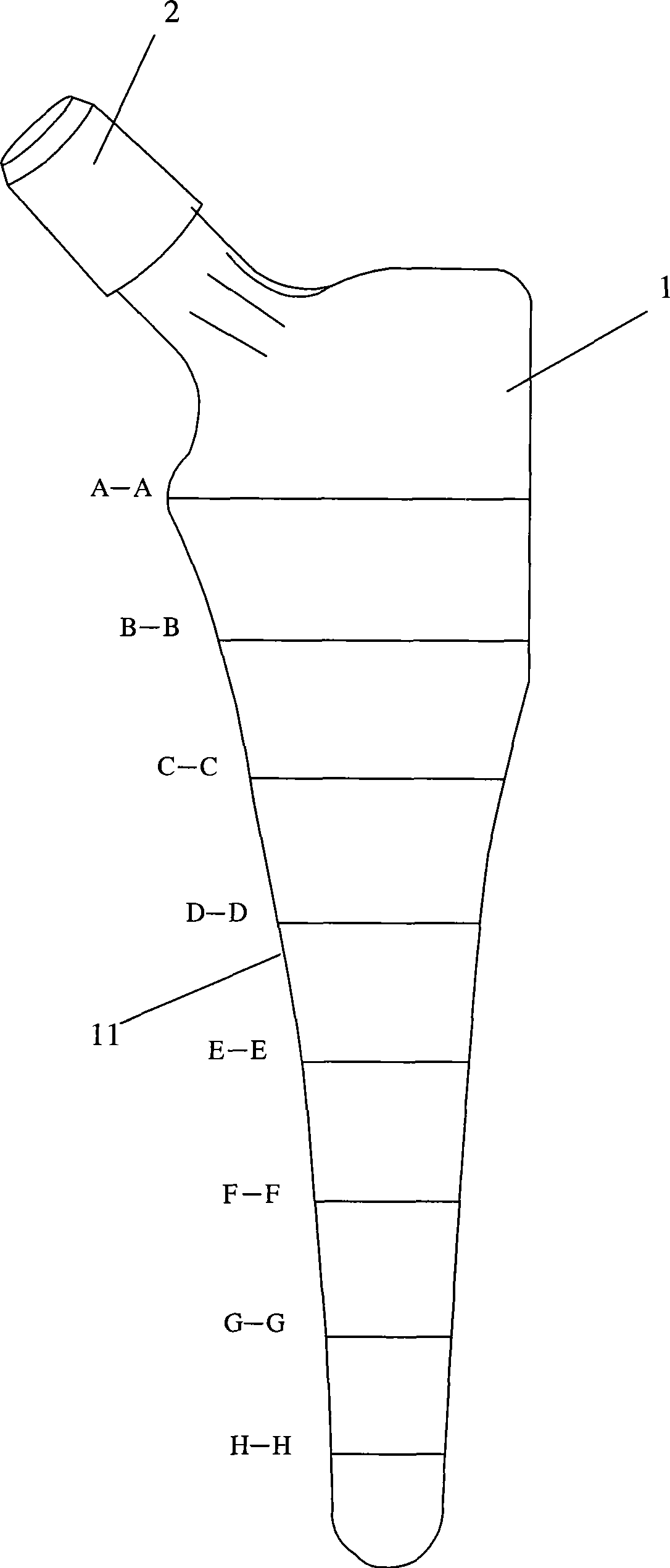 Artificial femur handle and artificial full hip-joint replacement prosthesis