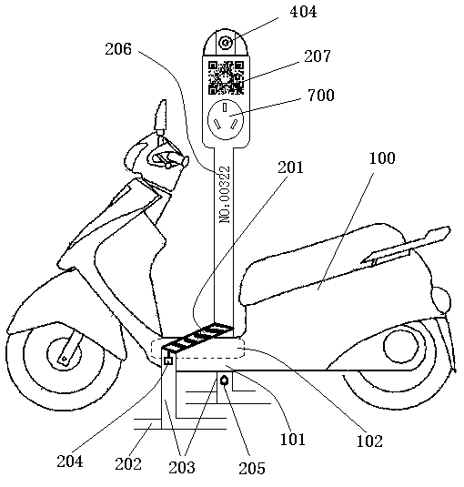 Battery car sharing parking system, electric control brake device thereof and car parking and picking-up method