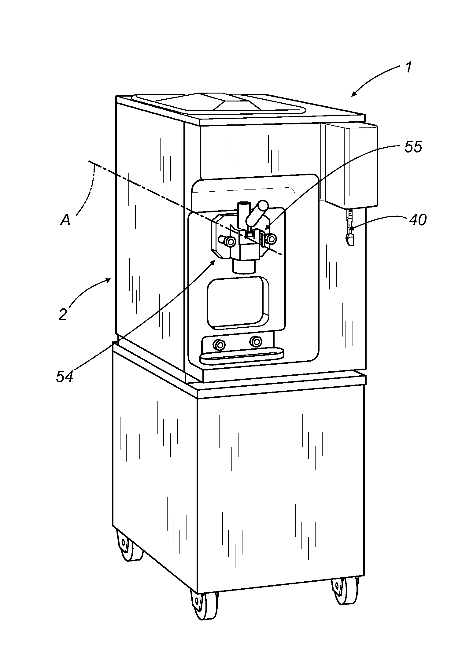 Machine for making and dispensing food products such as ice creams, ice cream shakes and the like