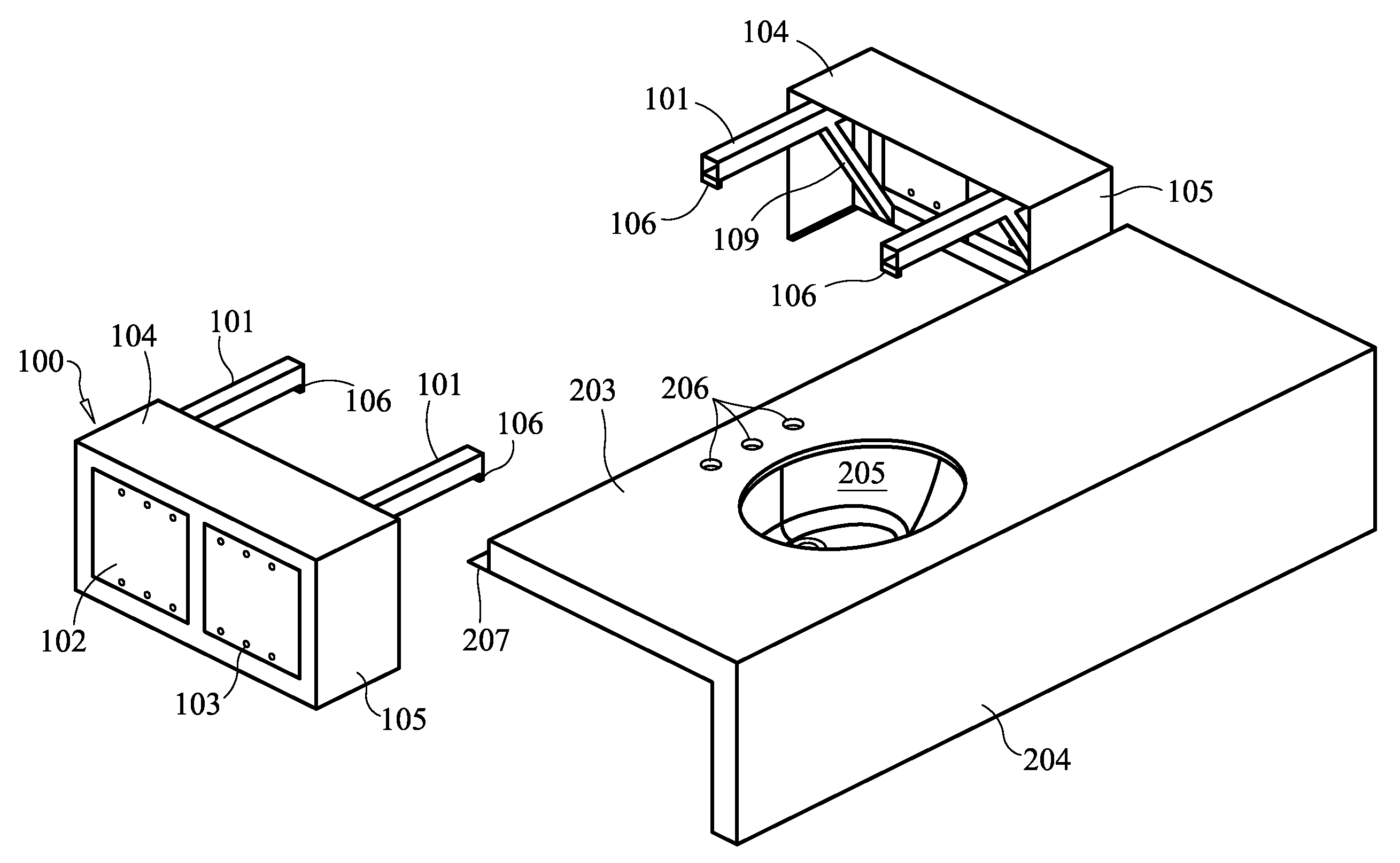 Adjustable Width Vanity and Method for Securing an Adjustable Width Vanity