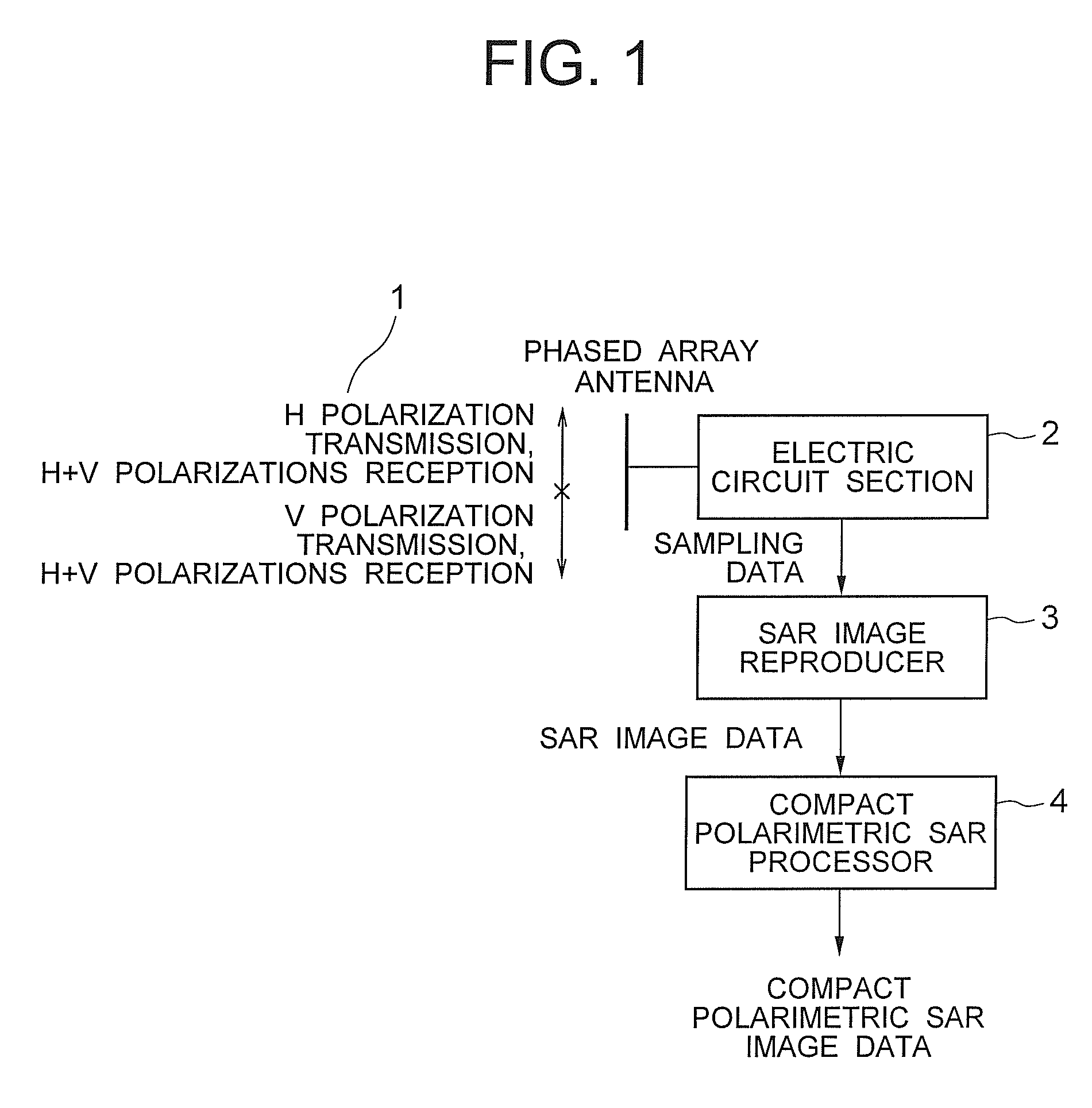 Synthetic aperture radar, compact polarimetric SAR processing method and program