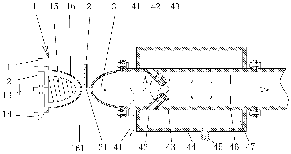 Nanobubble hydrogen-water-gas mixing device for high-pressure jet cutting