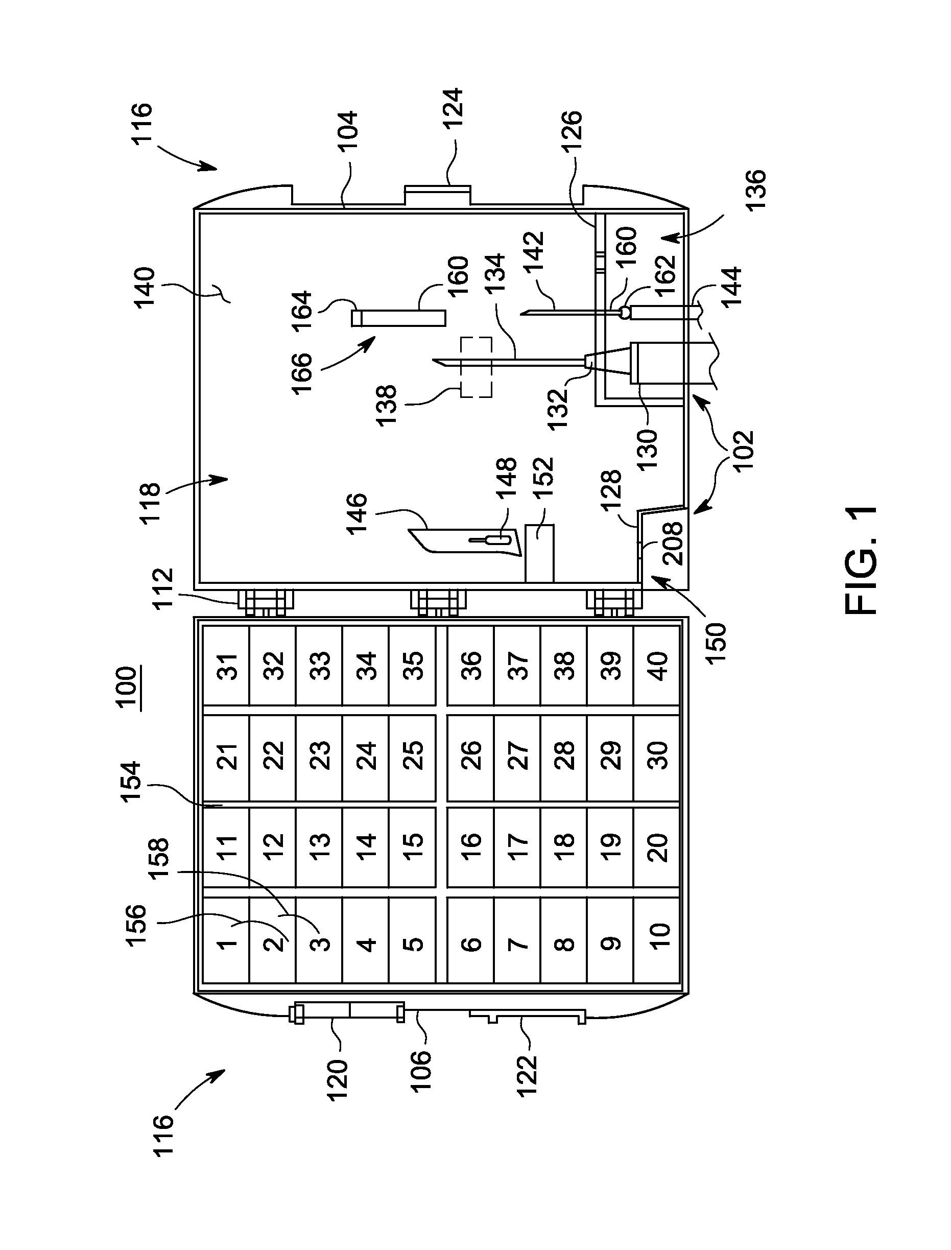 Sharps container for removing and containing blades from round scalpel handles