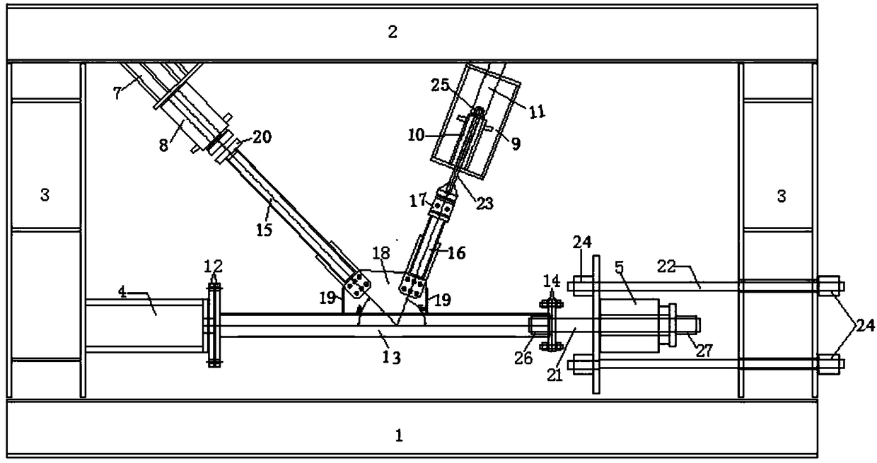 Device and method for multi-directionally loading universal K-shaped nodes